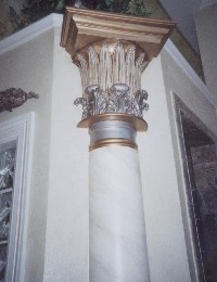 Faux marble, gold and silver column
